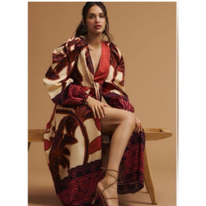 Eugenia Fernandez Maxi Dress Small Boho Wrap Midi Satin Floral Flaws